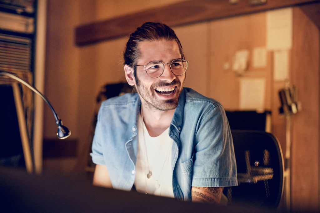 Composer and Musician Jimek with his orchestra