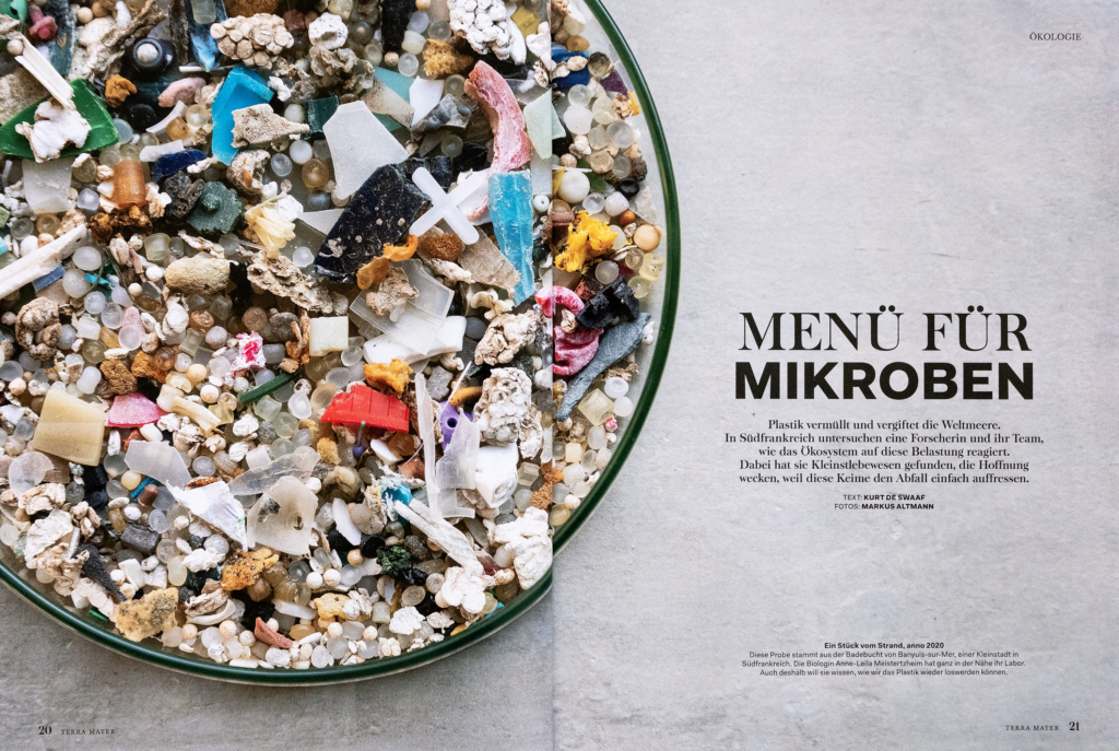 Reportage für das Terra Mater Magazin zum Thema Mikroplastik: Im Laboratoire d’Océanographie Microbienne in Banyuls-sur-Mer wird an plastikfressenden Mikroorganismen im Meer geforscht.