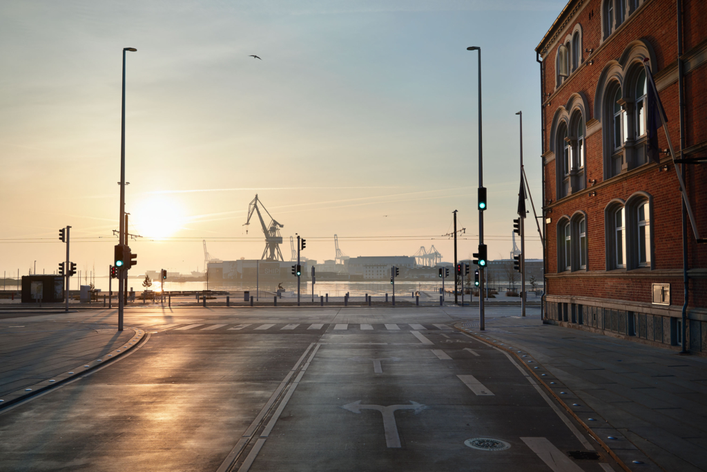 Professional racing driver Christina Nielsen with a Porsche Panamera E-Hybrid in Aarhus