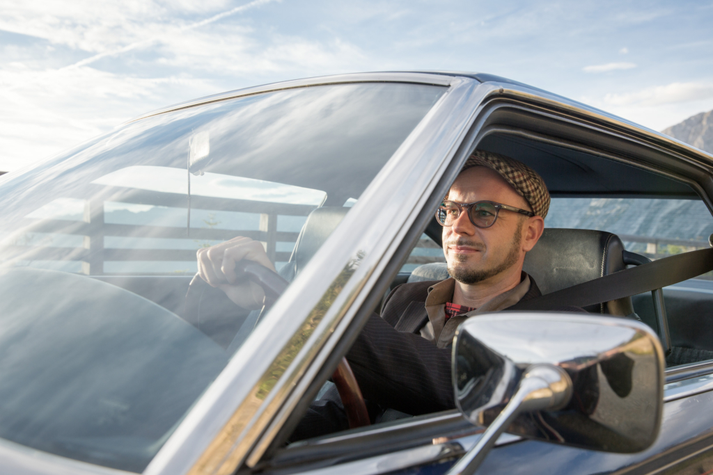 Driving the Roßfeldstraße in Berchtesgaden in an historic Mazda RX 5 for Mazda Magazine