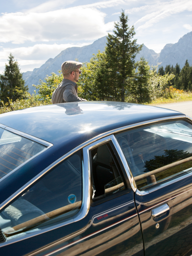 Driving the Roßfeldstraße in Berchtesgaden in an historic Mazda RX 5 for Mazda Magazine