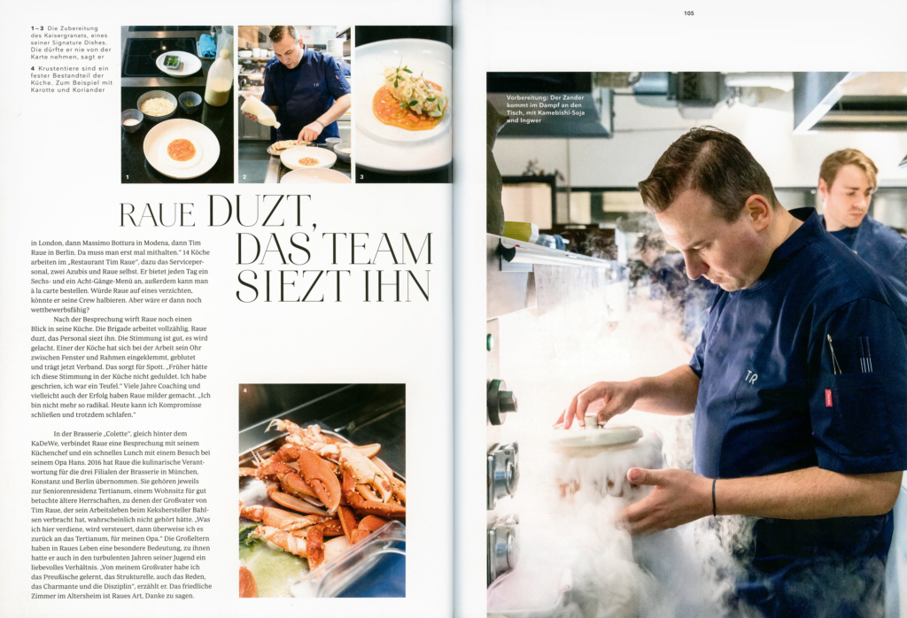 Reportage über Sternekoch Tim Raue in seinen Restaurants in Berlin.