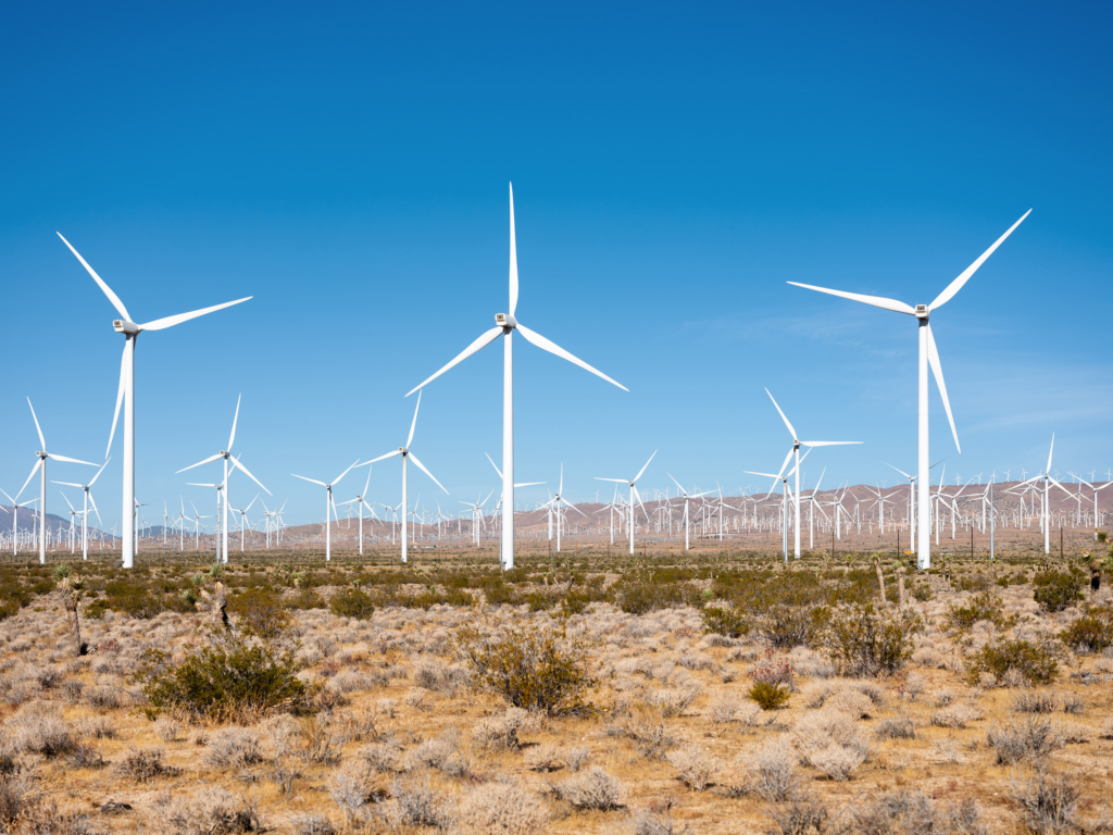 Renewable energies: Wind turbines in the Mojave Desert, California