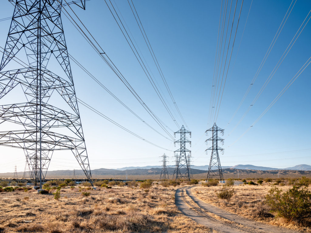 Renewable energies: Powerlines in the Mojave Desert, California