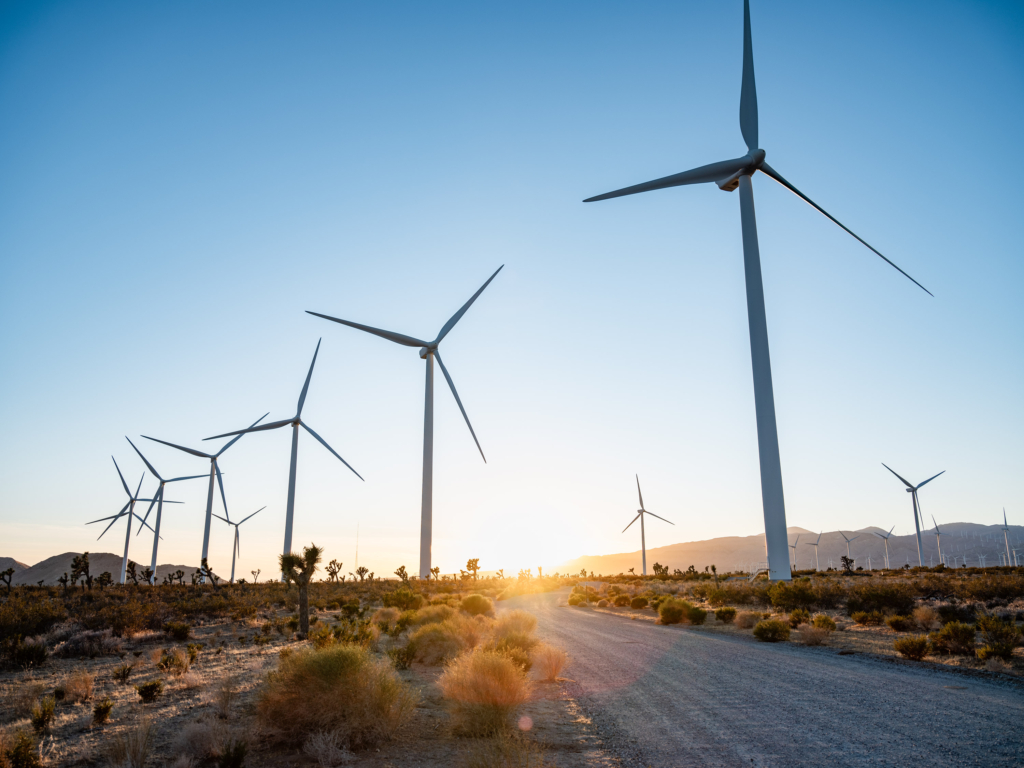 Renewable energies: Wind turbines in the Mojave Desert, California