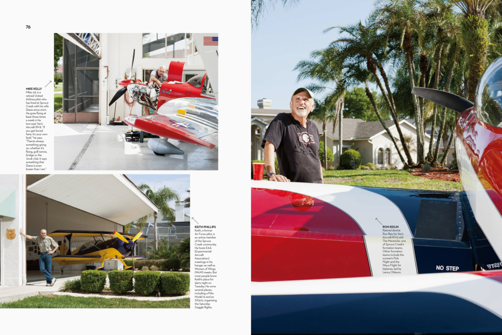 Portraits von Bewohnern der Fly-In Community "Spruce Creek" in Florida, zusammen mit ihren Flugzeugen