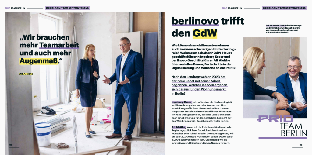 Aufnahmen für den Geschäftsbericht der Berliner Immobiliengesellschaft Berlinovo.