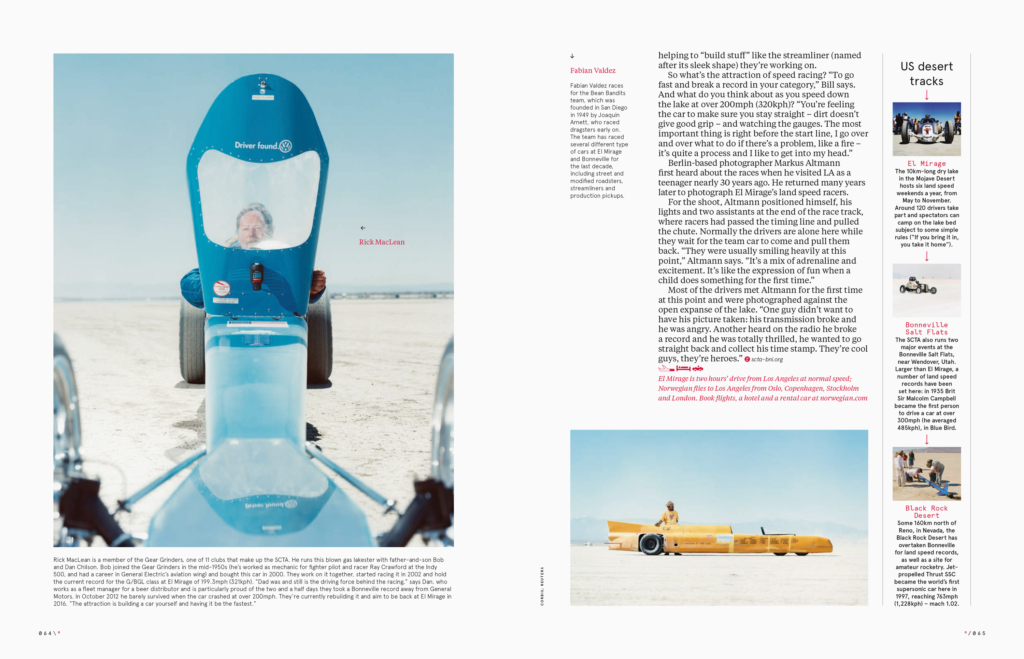 Land Speed Racing on the El Mirage dry lake north of Los Angeles: Portraits of drivers with their racers right after their time trials