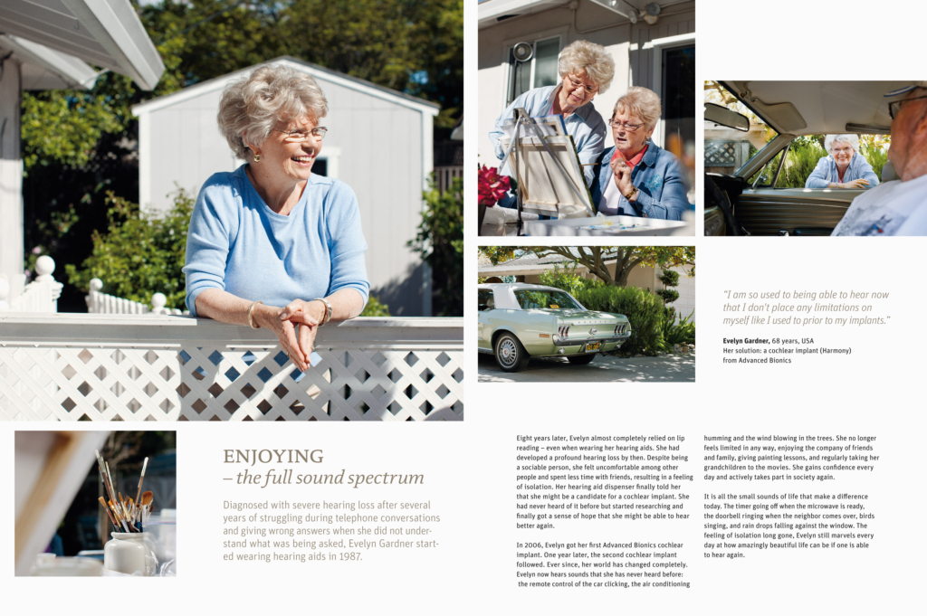 Stories aus dem Leben von Kunden des Hörgeräteherstellers Sonova, Fotos für einen Geschäftsbericht