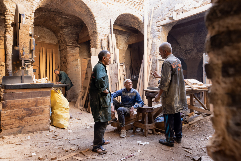 Fez, Morocco, has a long tradition of arts and crafts. I visited and photographed artisans from a variety of fields in their workshops. Wood-work.