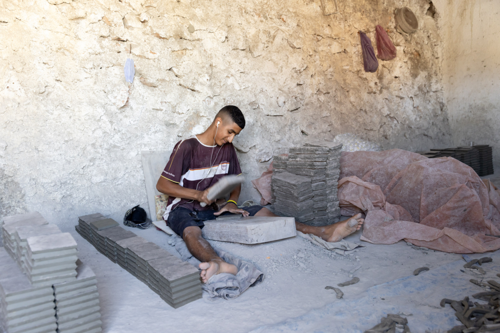 Fez, Morocco, has a long tradition of arts and crafts. I visited and photographed artisans from a variety of fields in their workshops. Tile-work (zellige).