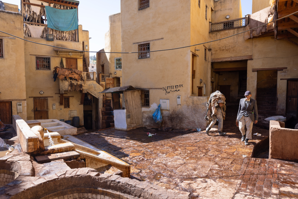 Fez, Morocco, has a long tradition of arts and crafts. I visited and photographed artisans from a variety of fields in their workshops. Leather-working at the Chouara Tannery.