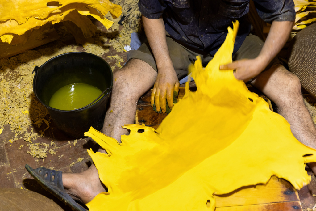 Fez, Morocco, has a long tradition of arts and crafts. I visited and photographed artisans from a variety of fields in their workshops. Leather-working near the Chouara Tannery.